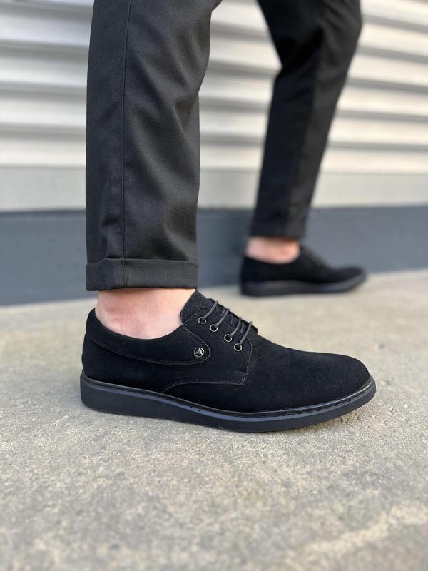 JY0610 Clasico Bağcıklı Süet Erkek Günlük Klasik Ayakkabı SST - Siyah - Image 1