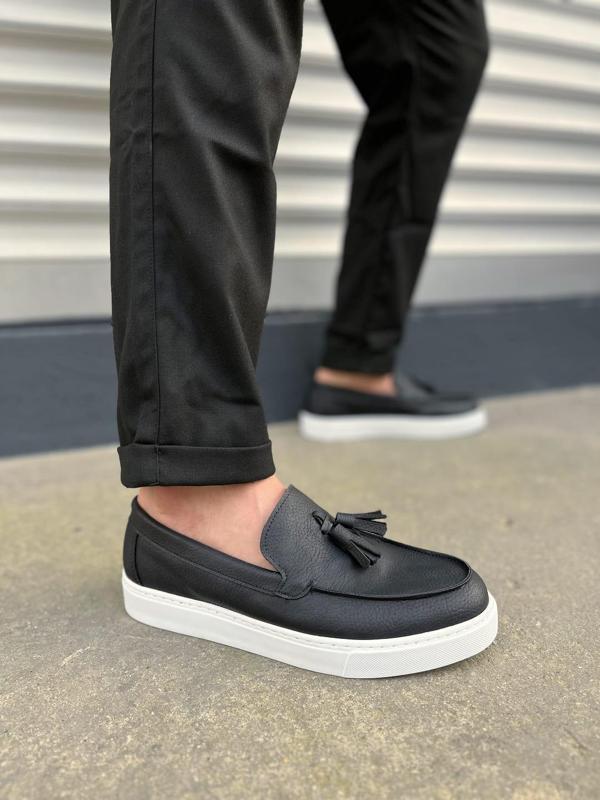 JY153 Bloom Bağcıksız Püsküllü Cilt Erkek Günlük Spor Klasik Ayakkabı CBT - Siyah - Image 1