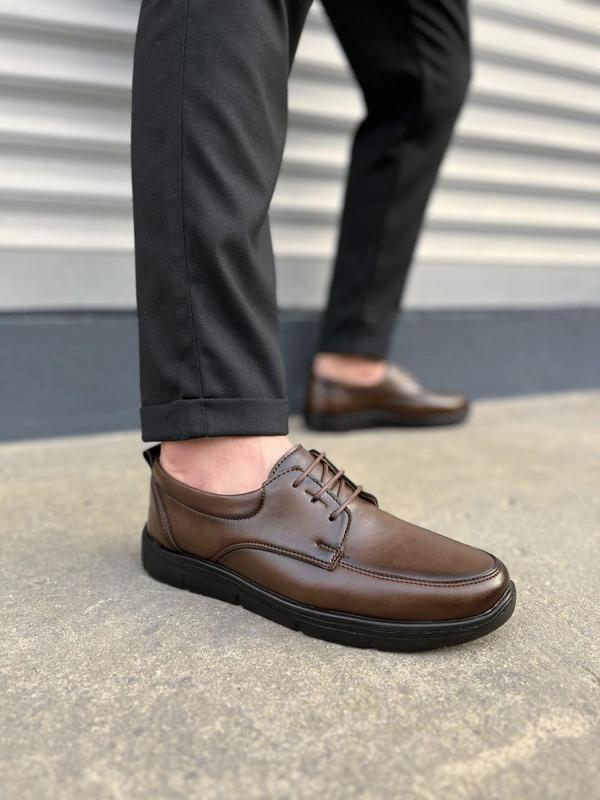 JY0510 Clasica Bağcıklı Cilt Erkek Günlük Klasik Ayakkabı CST - Kahverengi - Image 1