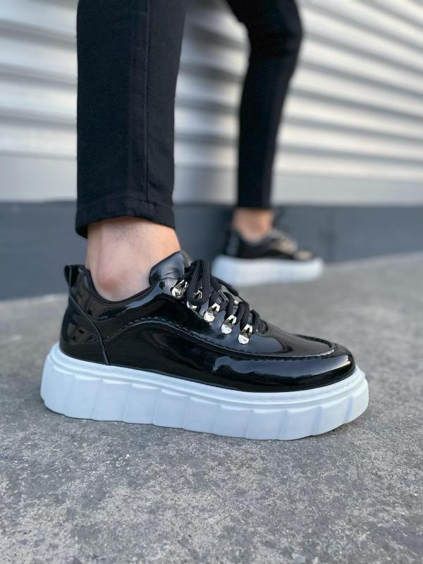 JY010 Cloud Bağcıklı Rugan Erkek Günlük Sneaker Ayakkabı RBT - Siyah - Image 1