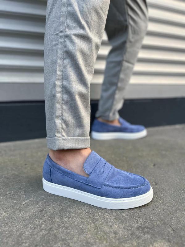 JY180 Estilo X Bağcıksız Süet Erkek Günlük Spor Klasik Ayakkabı SBT - Mavi - Image 1