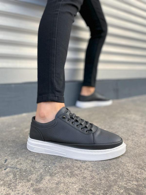 JY0535 Prime Bağcıklı Cilt Erkek Günlük Sneaker Ayakkabı CBT - Siyah - Image 1