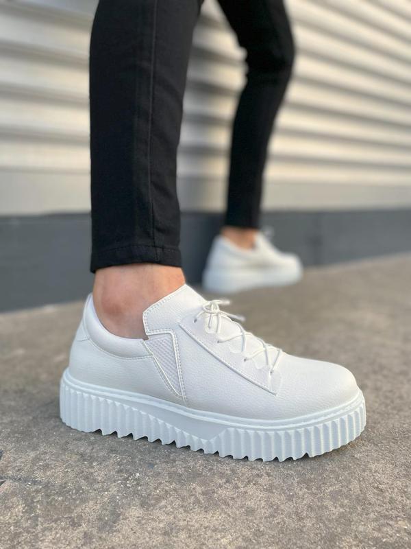 JY502 Bold Bağcıklı Cilt Erkek Günlük Sneaker Ayakkabı CBT - Beyaz - Image 1