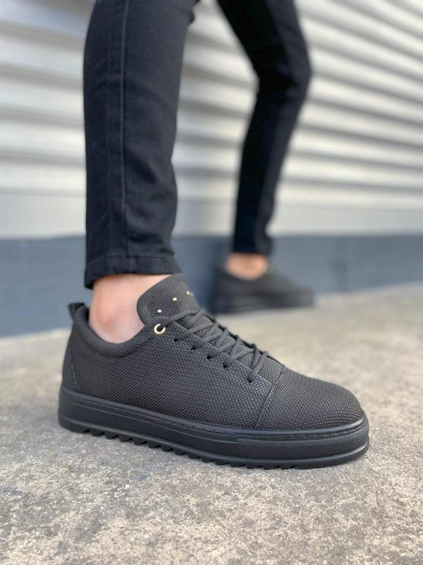 JY152 Cool Bağcıklı Keten Erkek Günlük Spor Klasik Ayakkabı KST - Siyah - Image 1