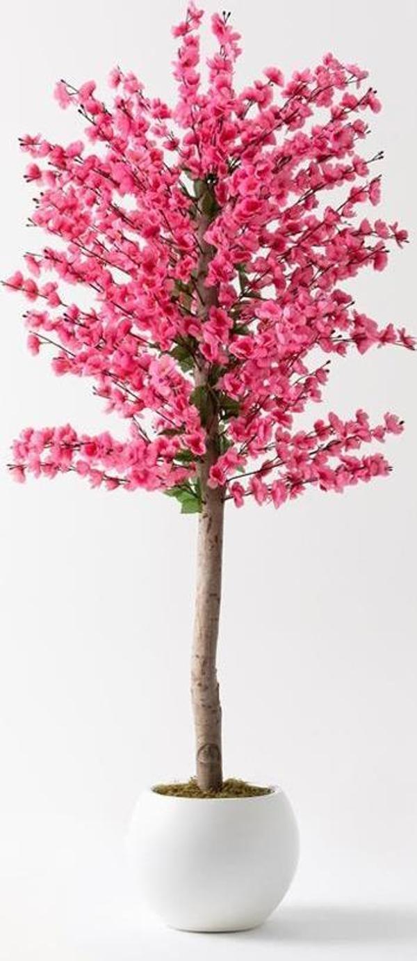 Yapay Bahar Dalı Ağacı Pembe 180 Cm 81 Dal Plastik Küre Saksı - Image 1