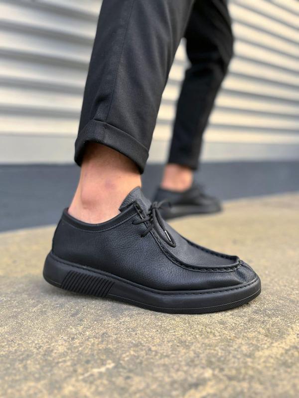 JY170 Tornado Bağcıklı Cilt Erkek Günlük Spor Klasik Ayakkabı CST - Siyah - Image 1