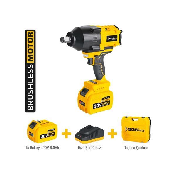 Sgs SGS5504 - 3/4 - 20 Volt 6 Amper 1200 NM Tork Akülü Darbeli Somun Sıkma Sökme Makine Seti Tek Akü - Image 1
