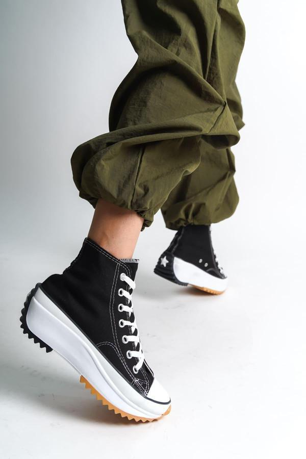 ROMA Bağcıklı Ortopedik Taban Kadın Sneaker Spor Ayakkabı  TBT - Siyah - Image 1
