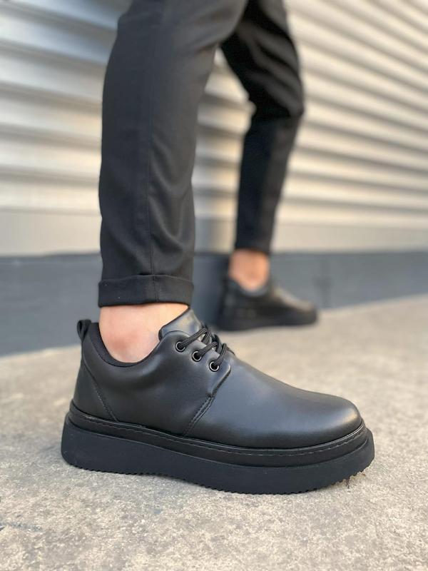 JYx03 Luxor Bağcıklı Cilt Erkek Günlük Spor Klasik Ayakkabı CST - Siyah - Image 1