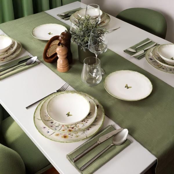 GÜRAL PORSELEN Flora Green 16 Parça 4 Kişilik Yemek Takımı 4883 - Image 1