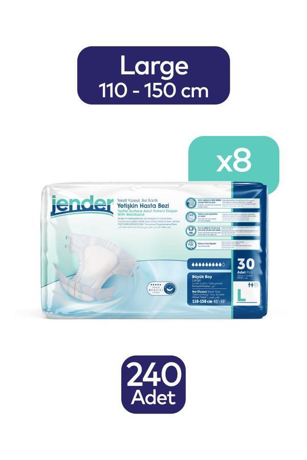 Jender Emici Bel Bantlı Yetişkin Hasta Bezi Large 240 Adet - Image 1