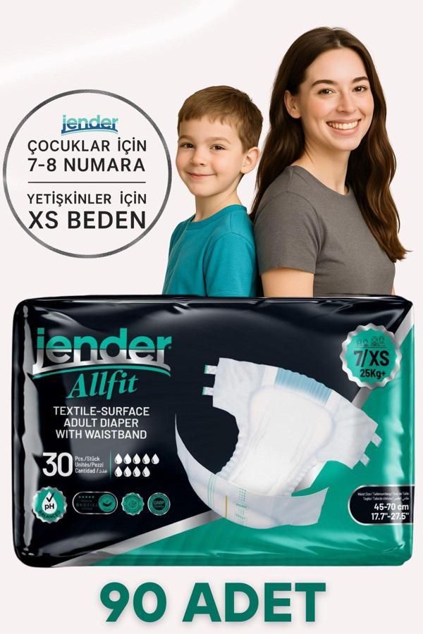 Jender All Fit Xs Bel Bantlı Bebek Bezi 25+ Kg Özel Beden 30'Lu 3 Paket - Image 1
