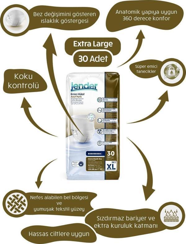 Jender Emici Külot Yetişkin Hasta Bezi X-Large 30 Adet - Image 1