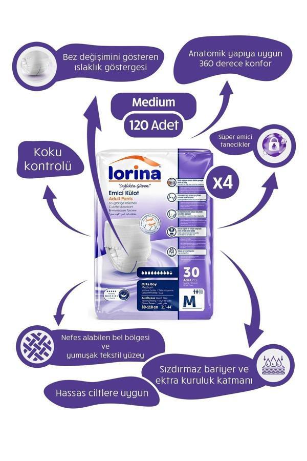 Lorina Emici Külot Hasta Bezi Medium 120 Adet - Image 1