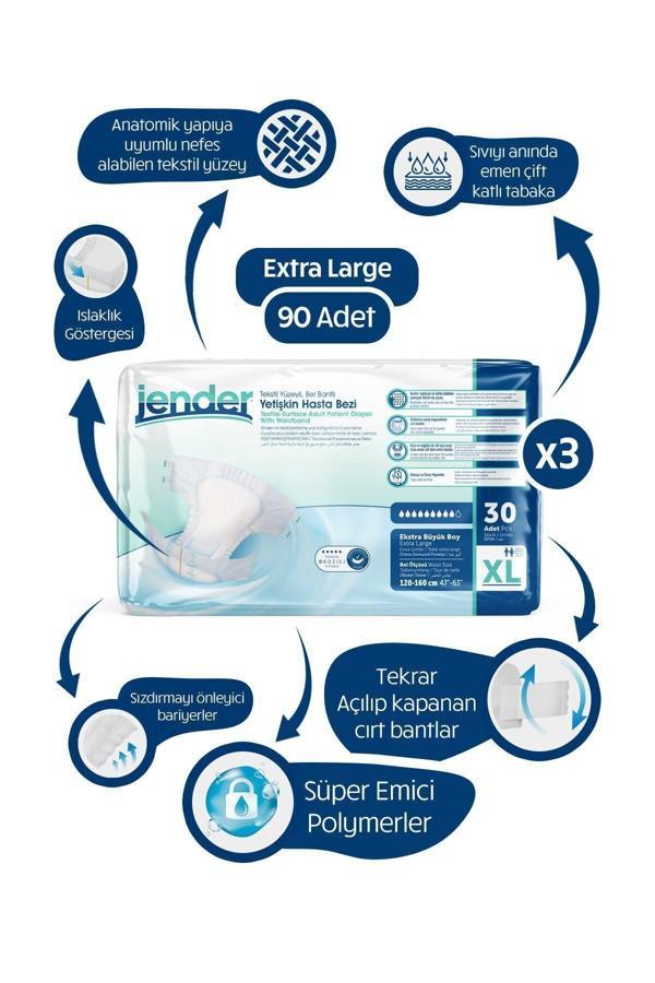 Jender Bel Bantlı Hasta Bezi X-Large 3 Paket 30'Lu - Image 1