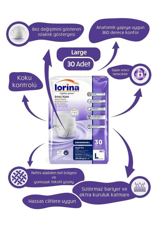 Lorina Emici Külot Hasta Bezi Large 30'Lu - Image 1
