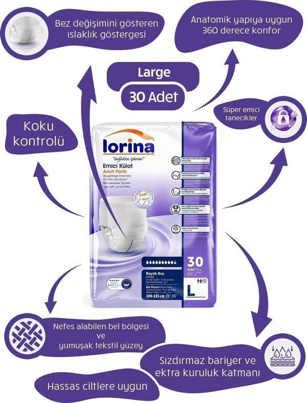 Lorina Emici Külot Hasta Bezi Large 30'Lu - Image 1