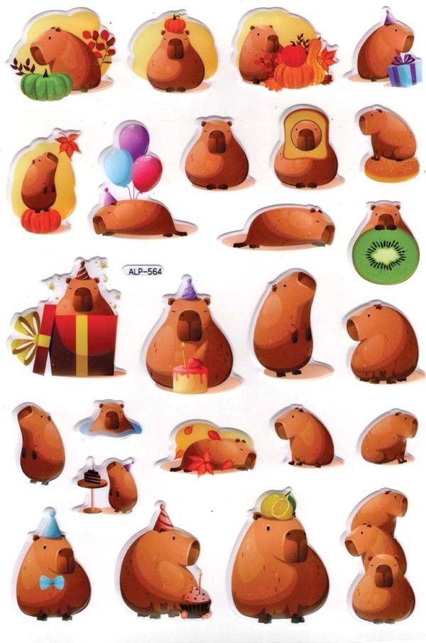 Sticker Kabartmalı A4 Boyutunda Stiker Defter, Planlayıcı Etiket-(lim564) - Capybara Sevimli - Image 1