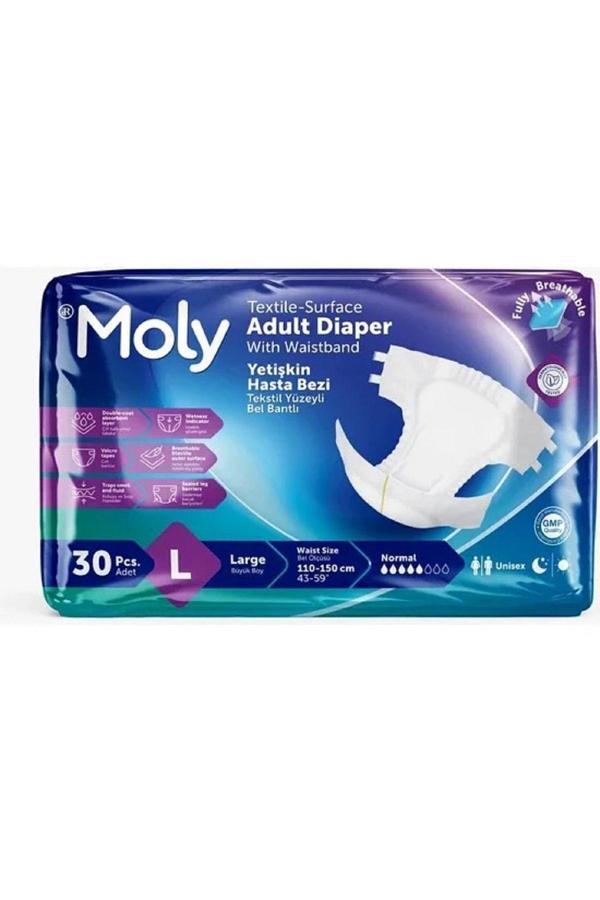 Moly Bel Bantlı Hasta Bezi Large 30'Lu X3 Adet - Image 1