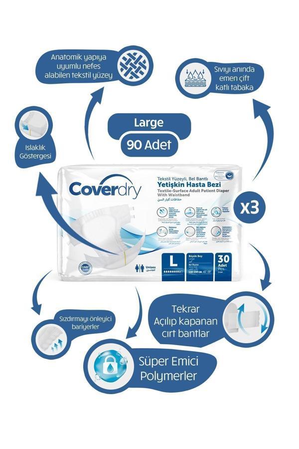 Coverdry Bel Bantlı Hasta Bezi Large 90 Adet - Image 1