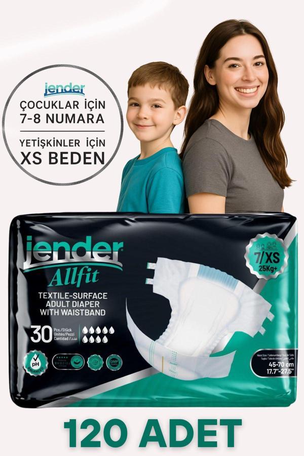 Jender All Fit Xs Bel Bantlı Bebek Bezi 25+ Kg Özel Beden 30'Lu 4 Paket - Image 1