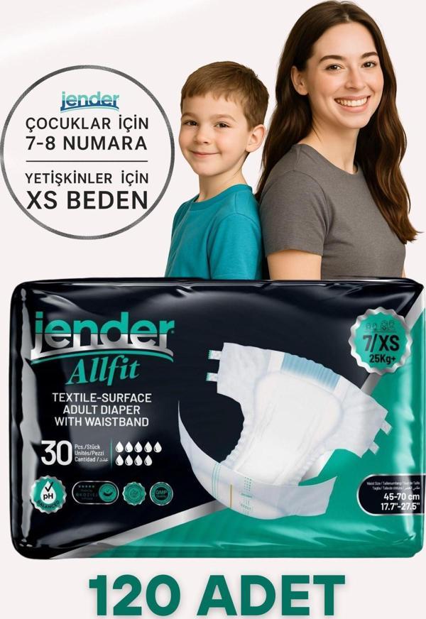 Jender All Fit Xs Bel Bantlı Bebek Bezi 25+ Kg Özel Beden 30'Lu 4 Paket - Image 1