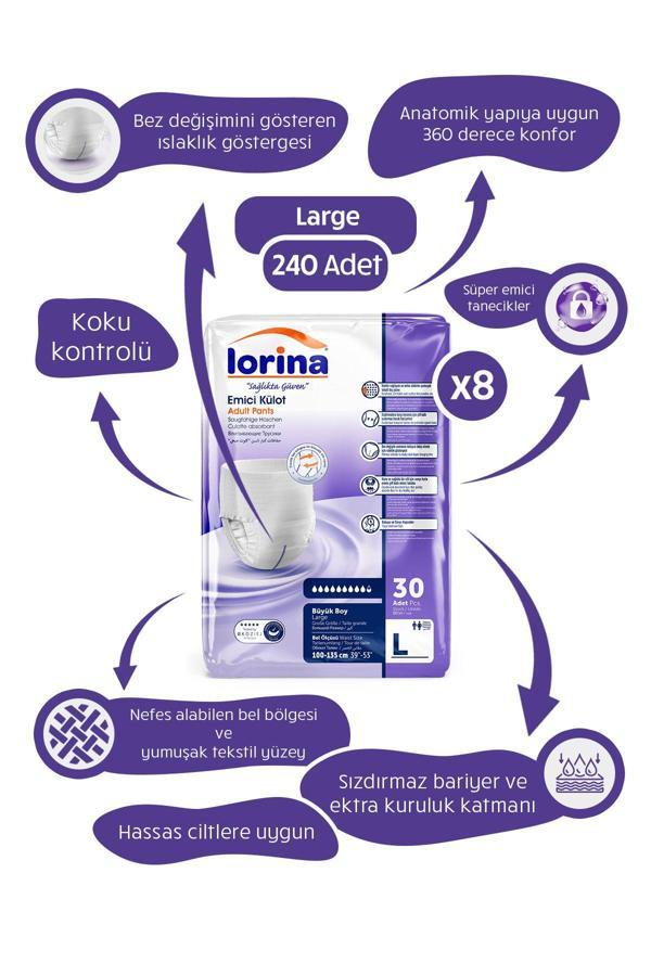 Lorina Emici Külot Hasta Bezi Large 240 Adet - Image 1