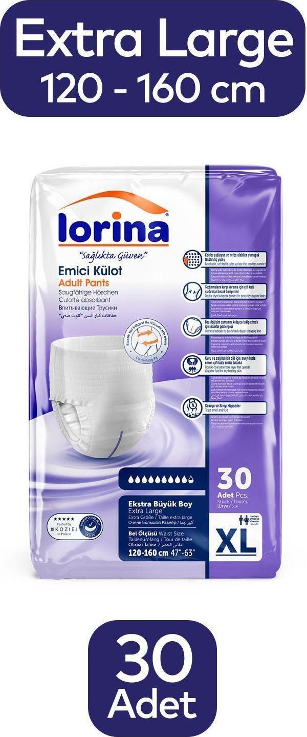 Lorina Emici Külot Yetişkin Hasta Bezi Xlarge 30 Adet - Image 1