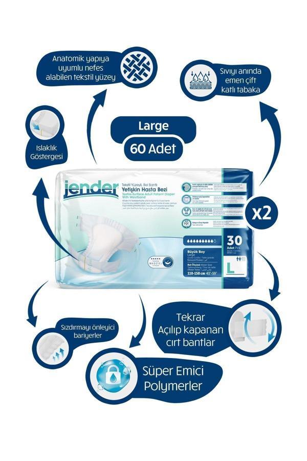 Jender Bel Bantlı Hasta Bezi Large 30X2 60 Adet - Image 1