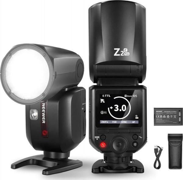 Neewer Z2PRO-C Yuvarlak Başlıklı Bataryalı Tepe Flaşı (Canon) - Image 1