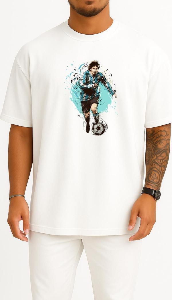 Oversize Messi Göğüs Tasarımlı Unisex T-Shirt - Image 1