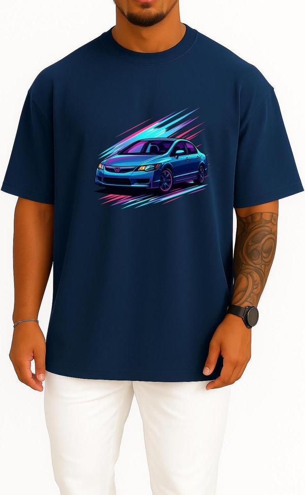 Oversize Honda Civic Fd6 Göğüs Tasarımlı Unisex T-Shirt - Image 1
