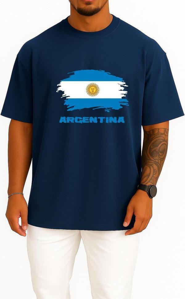Oversize Argentina -Arjantin Göğüs Tasarımlı Unisex T-Shirt - Image 1
