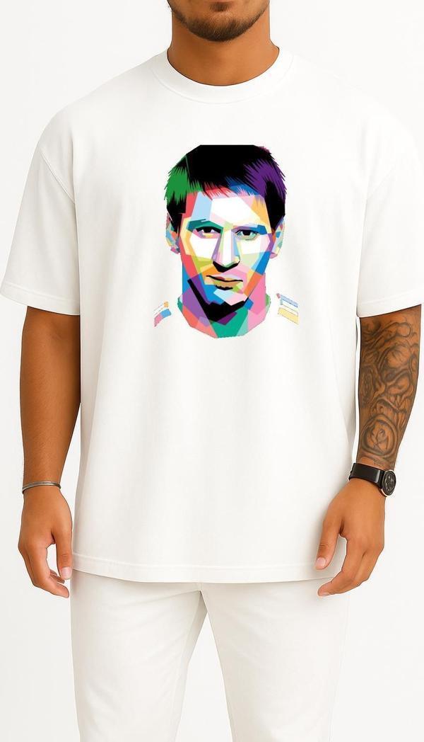 Oversize Colors Lionel Messi Göğüs Tasarımlı Unisex T-Shirt - Image 1
