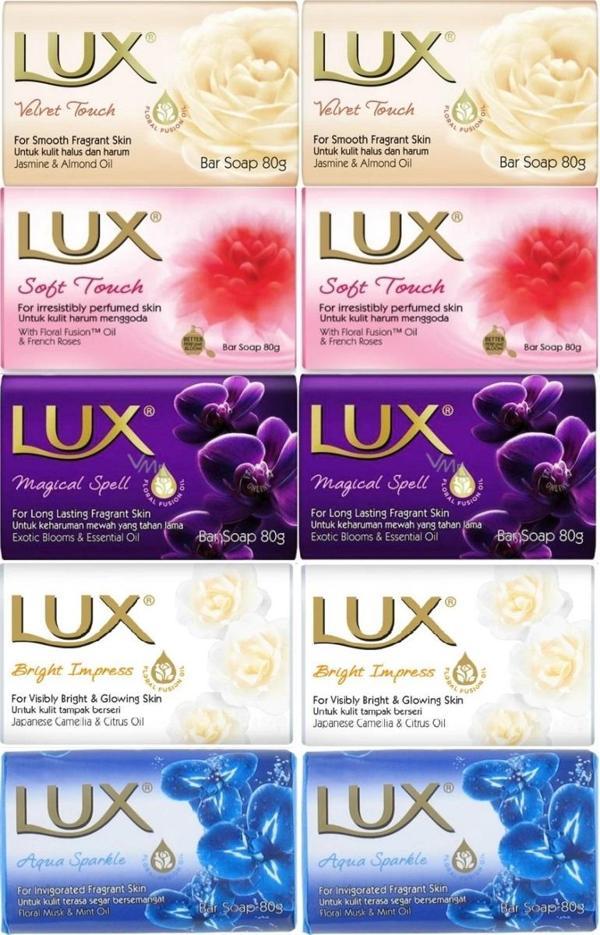 Lux Sabun 80GR (Karma 10 Lu Set) Soft Touch/Velvet Touch/Magicial Spell/Aqua Sparke/Bright Impress - Image 1