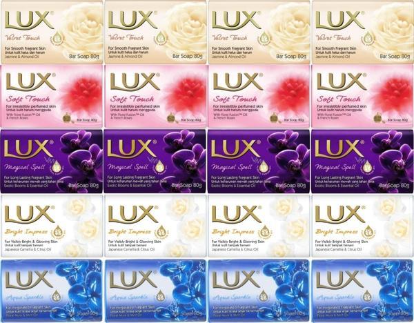 Lux Sabun 80GR (Karma 20 Li Set) Soft Touch/Velvet Touch/Magicial Spell/Aqua Sparke/Bright Impress - Image 1