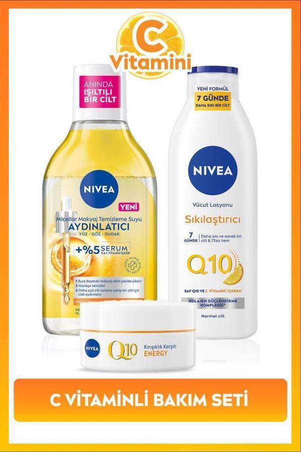 C Vitamini Bakım Seti, Q10 Sıkılaştırıcı Losyon 250ml, Gündüz Kremi 50ml,Makyaj Temizleme Suyu 400ml - Image 1