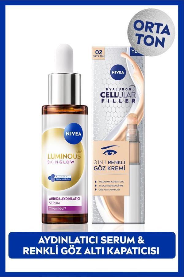 Luminous630 Skin Glow Serum 30ml ve Cellular Filler Cushion Renkli Göz Bakım Kremi 15ml, Orta Ton - Image 1