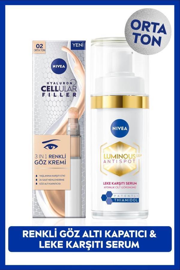 Luminous630 Thiamidol Leke Karşıtı Serum 30ml ve Cellular Filler Cushion Renkli Göz Kremi, Orta Ton - Image 1