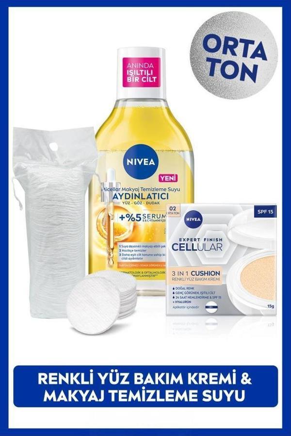 Micellar Makyaj Temizleme Suyu 400ml ve Cellular Expert Cushion Yüz Güneş Krem,Orta Ton,Pamuk Hediye - Image 1