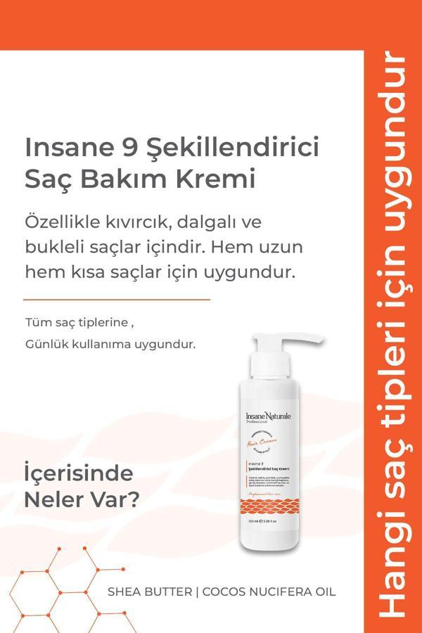 Insane Naturale Şekillendirici, Bukle Belirginleştirici Saç Bakım Ve Onarım Kremi (Insane 9)(Valiz-Seyahat Boy)100Ml - Image 1