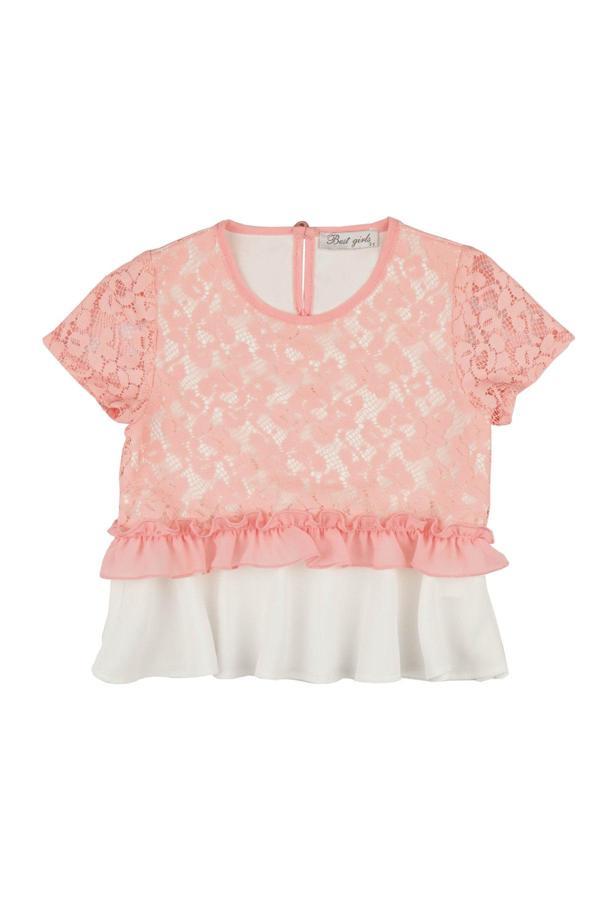DANTEL GARNİLİ BLUZ Pembe - Image 1