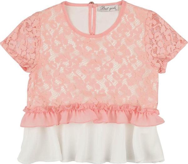 DANTEL GARNİLİ BLUZ Pembe - Image 1