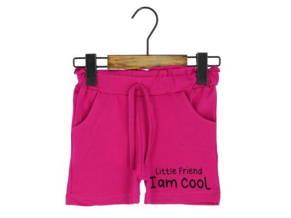 CEPLİ LİTTLE FRİEND I AM COOL BASKILI KIZ ŞORT Fuşya - Image 1