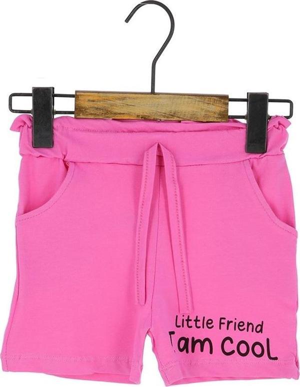 CEPLİ LİTTLE FRİEND I AM COOL BASKILI KIZ ŞORT Pembe - Image 1