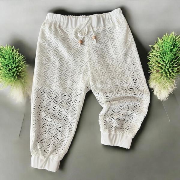 DANTEL GARNİLİ ASTARLI PANTOLON Ekru - Image 1