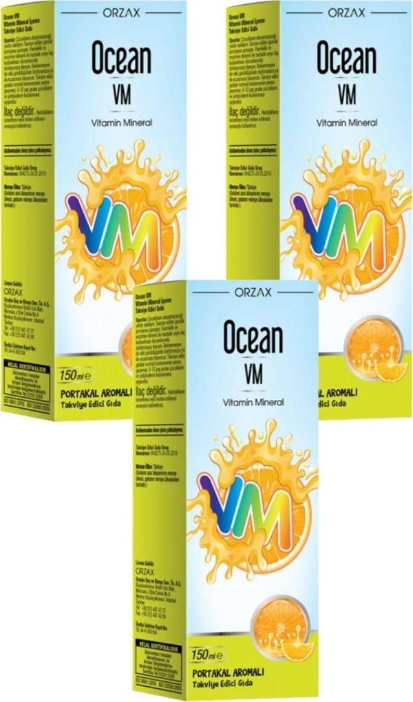 Ocean VM Portakal Aromalı Şurup 150 ml x 3 Adet - Image 1
