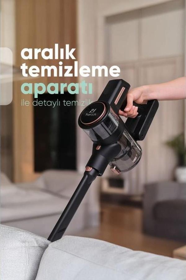PİRANTECH ES411 LED Ekranlı Katlanabilir Yüksek Emiş Güçlü 300 Watt Dikey Şarjlı Süpürge - Image 1