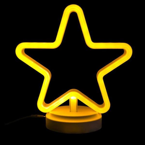 Neon Işıklı Yıldız Masa Gece Lambası Pil ve Usb - Image 1