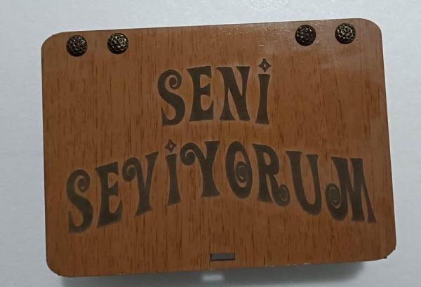 Seni Seviyorum Ahşap Hediye Kutusu Sevgiliye Hediye - Image 1